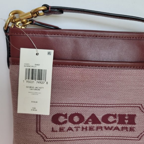 COACH Kitt Badge Jacquard & Smooth Leather Crossbody- Wine Multi ⭐ - Picture 16 of 16